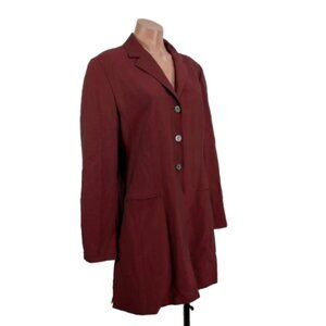 J Jill LIKE NEW long line 3 button burgundy blazer mohair wool viscose blend 8T